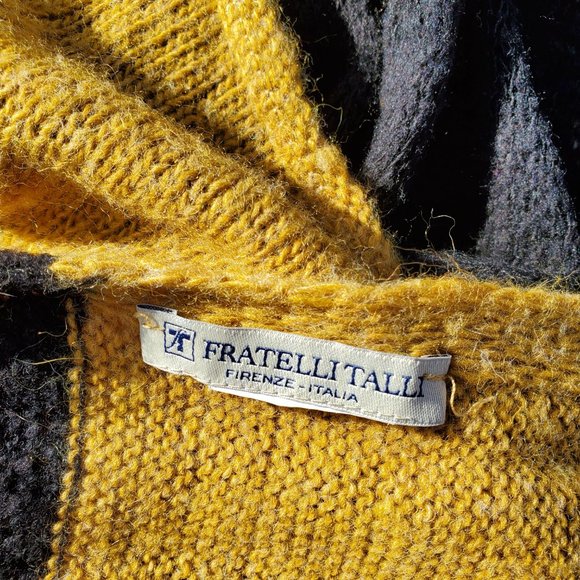 Fratelli Talli Black Golden Yellow Striped Scarf - Picture 2 of 6
